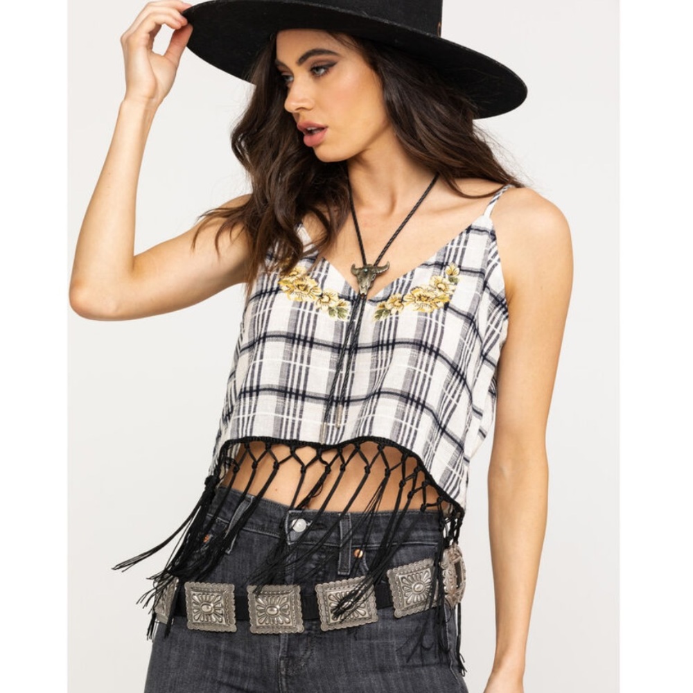 White/Black Plaid Fashion Tank